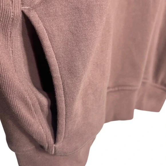 Athleta Quarter Zip Fleece Cropped‎ Sweatshirt Taupe Women's Size L Loungewear - Picture 6 of 10